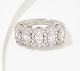 Diamonique Platinum-Clad sterling silver Oval-Cut Halo Band Ring, Size 7